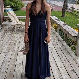 Full length Lulus navy blue dress
